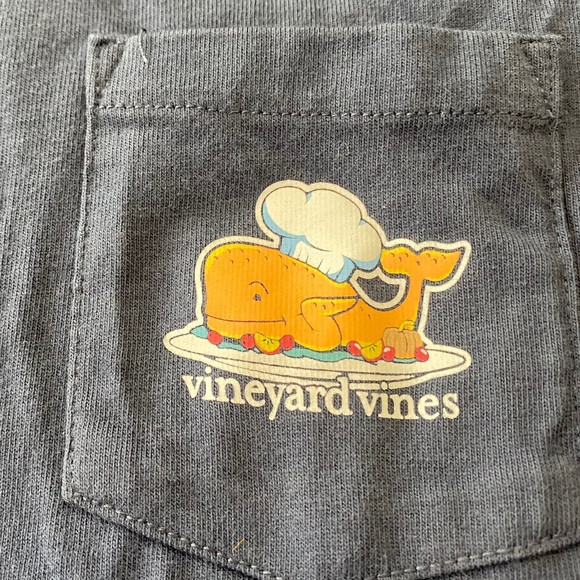 Vineyard Vines Navy blue HAPPY THANKSGIVING Long sleeve Cotton Tee Size Medium - Picture 4 of 9